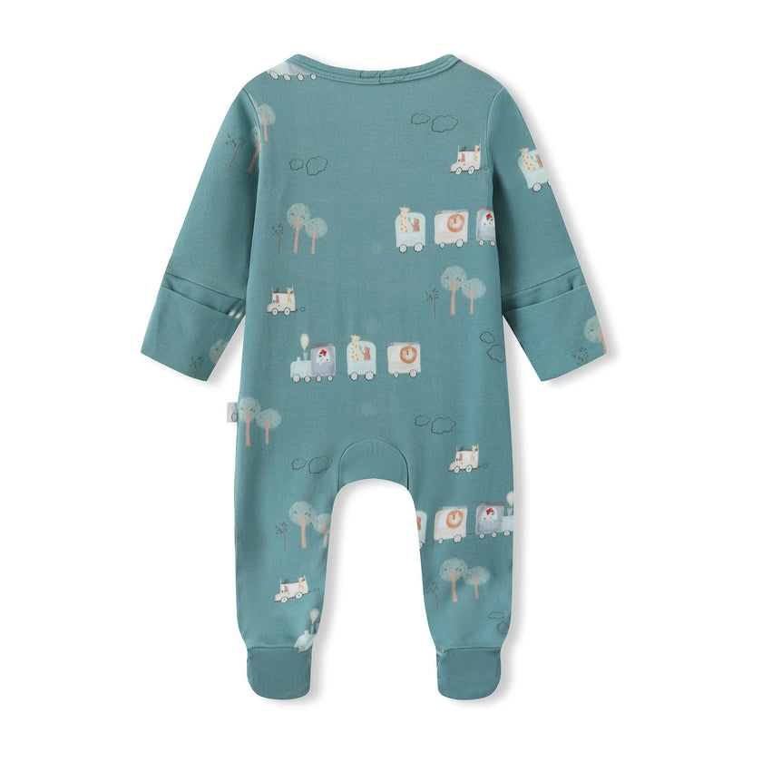 Bamboo Magnetic Footie Pajama - Le Petit Express Green