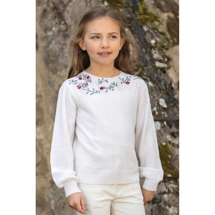 TARTINE ET CHOCOLAT Festive Floral Sweater - Nacre