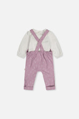 Organic Cotton Onesie And Overall Set Purple Floral Print