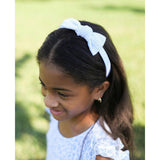 Seersucker Bow Headband in Blue/White