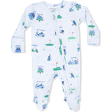 Vintage Golf Carts Blue - 2 Way Zipper Footie