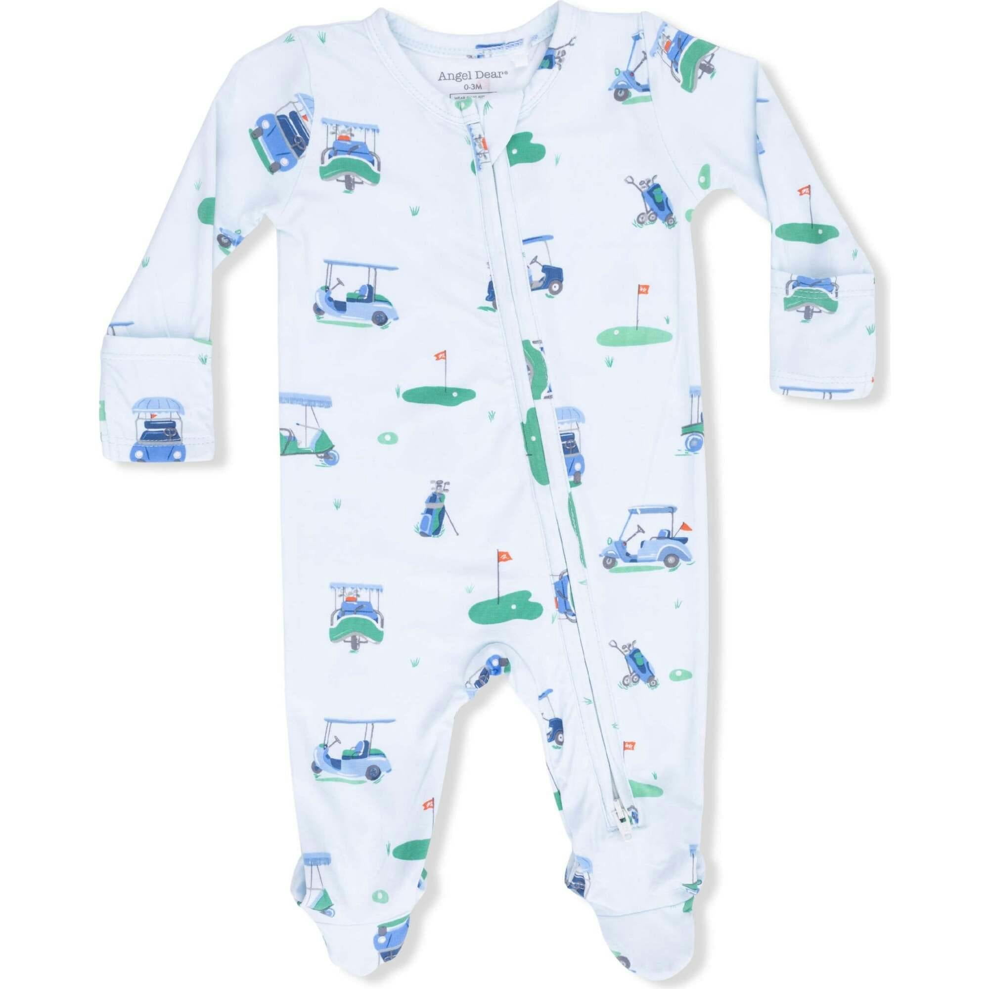 Vintage Golf Carts Blue - 2 Way Zipper Footie