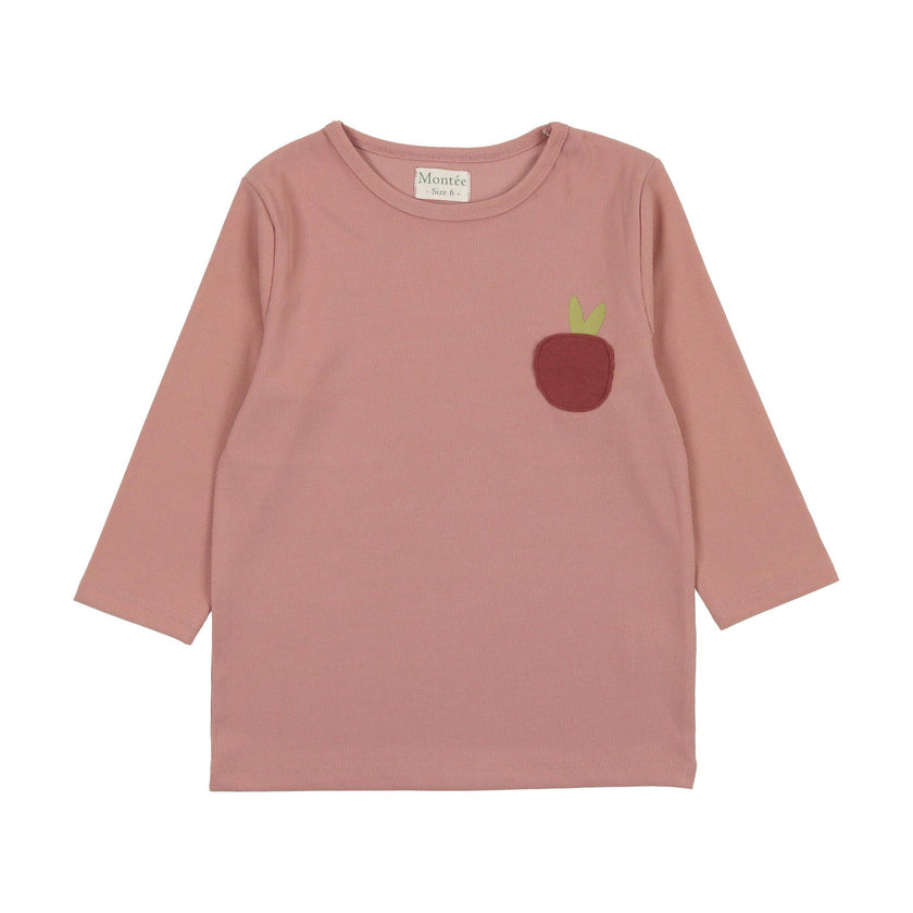 Girls Ribbed Berry 3-Quarter Sleeve Shirt