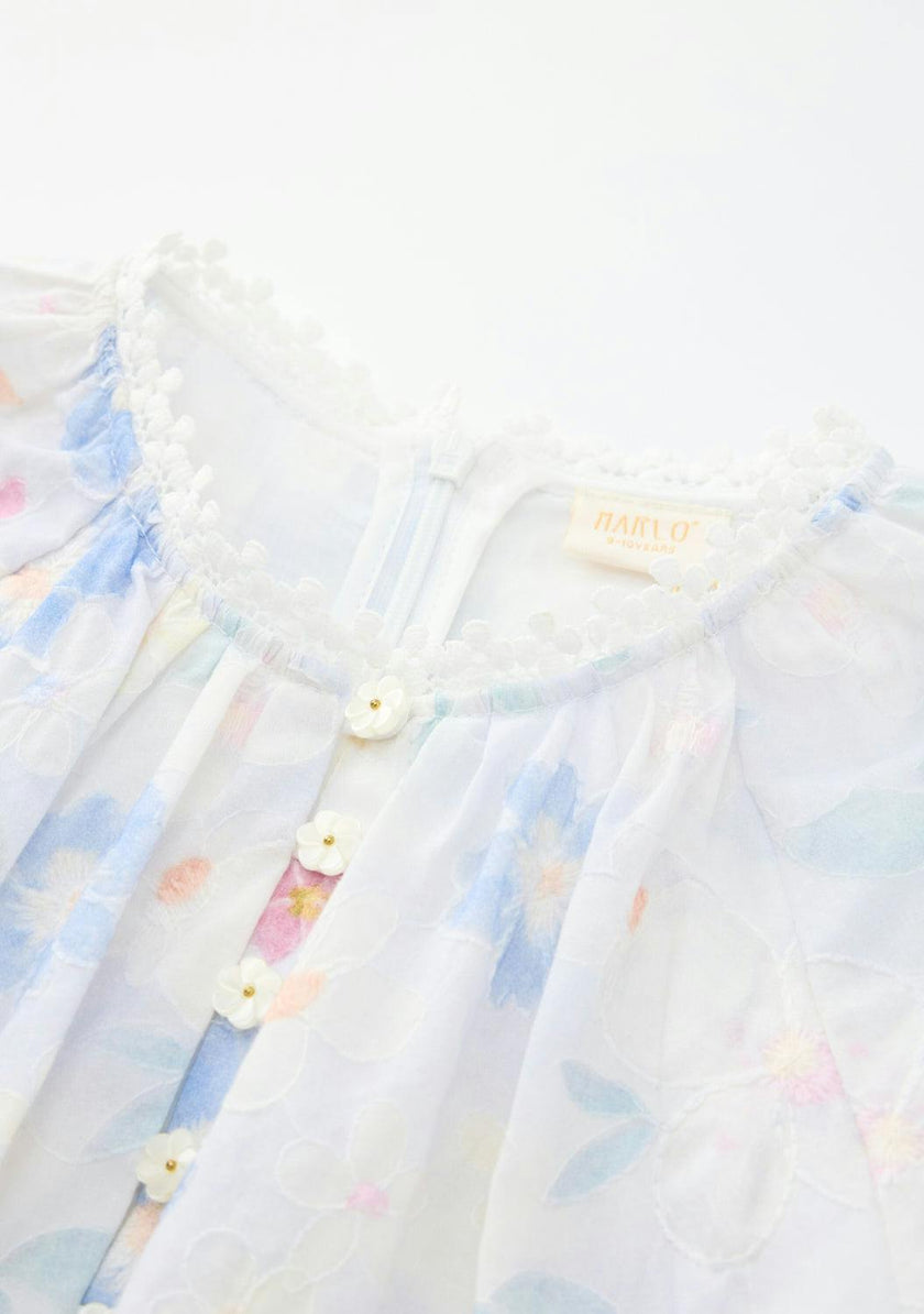 Deanna Sleeve Embroidery Mini Dress