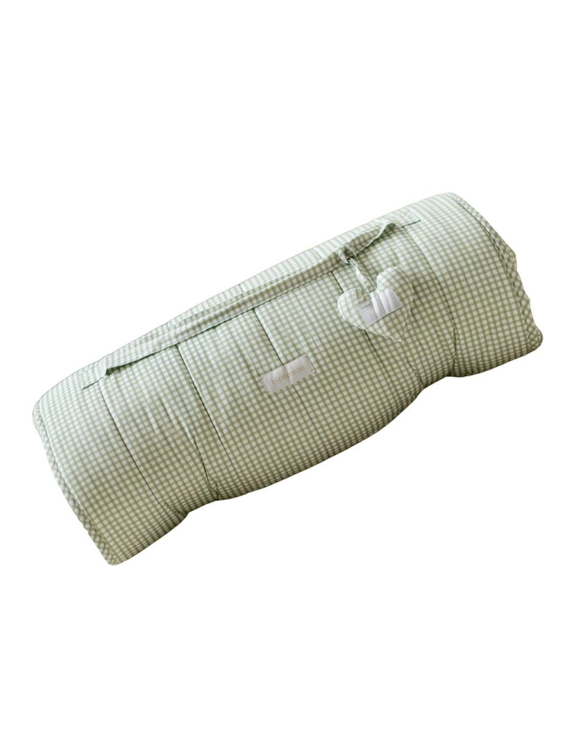 Organic Toddler Nap Roll-N-Rest Mat Set (Green Gingham)