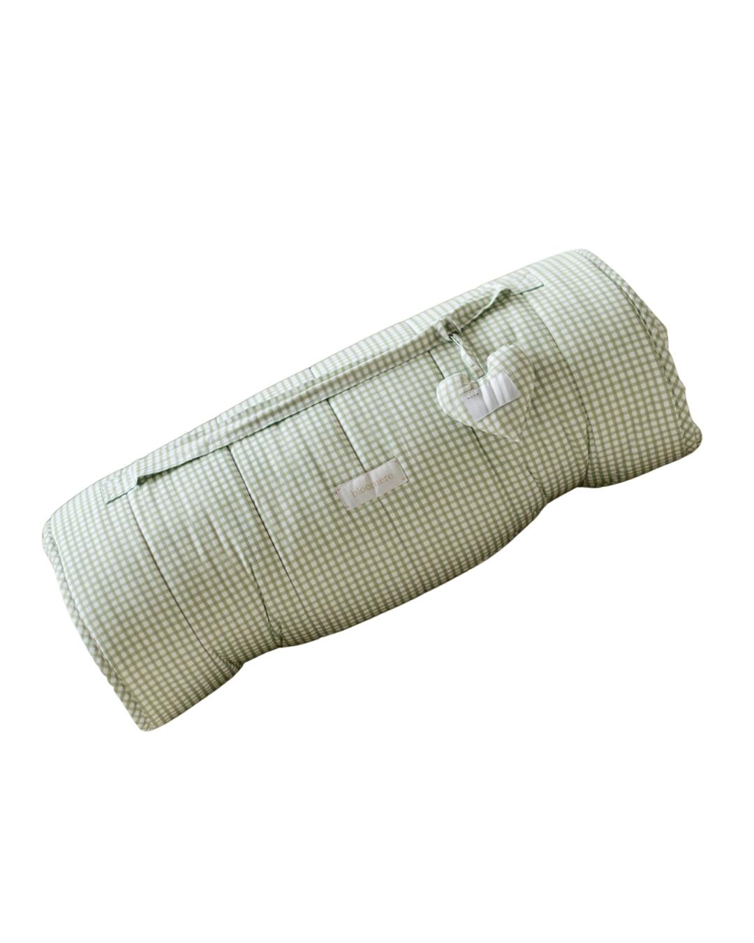 Organic Toddler Nap Roll-N-Rest Mat Set (Green Gingham)