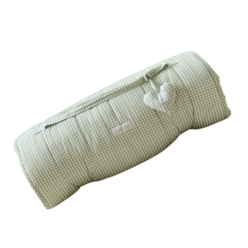 Organic Toddler Nap Roll-N-Rest Mat Set (Green Gingham)