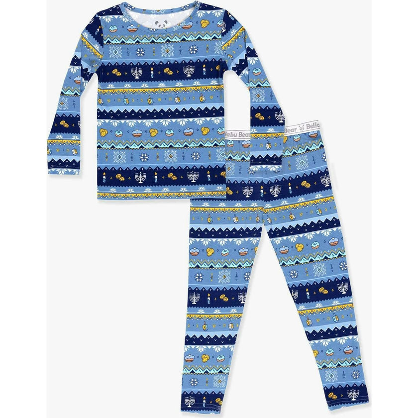 Hanukkah Fair Isle Bamboo Kids Pajamas