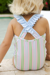 Ruffled One Piece Swimsuit - Summer Stripe