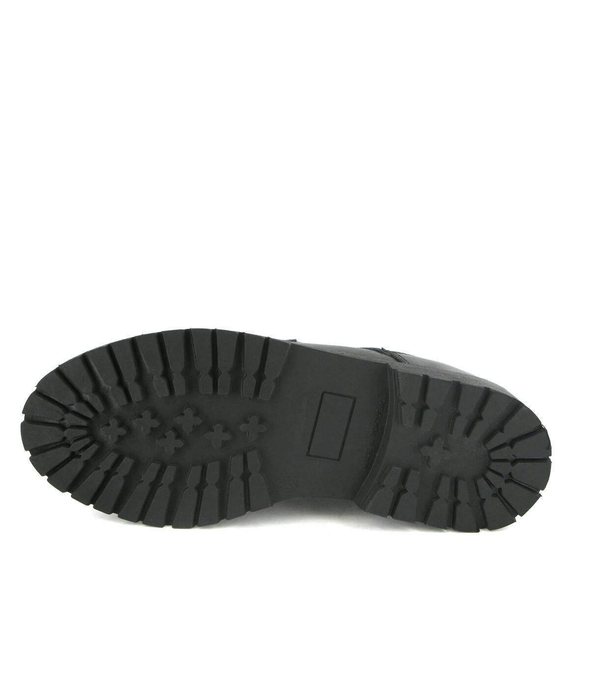 College Shoe with Velcro in Smooth Leather, Black