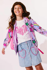 Lavender Shooting Star Sequin Bomber