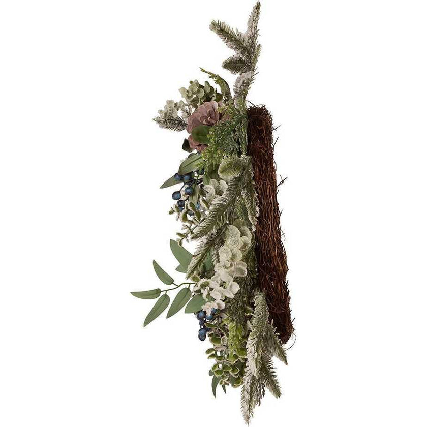 Un-Lit Decorated Rattan Wreath with Blueberries