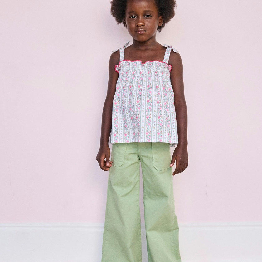 Fuchsia Pink Floral Stripe Ana Girl Top