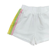 White Rainbow Stripe Short Set