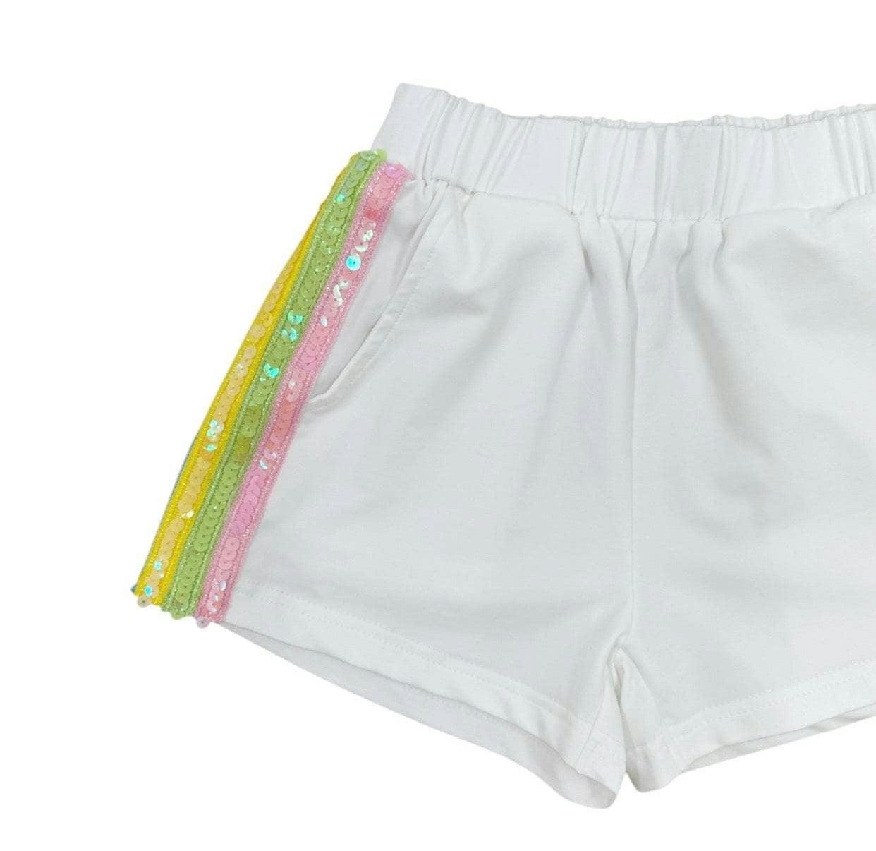 White Rainbow Stripe Short Set