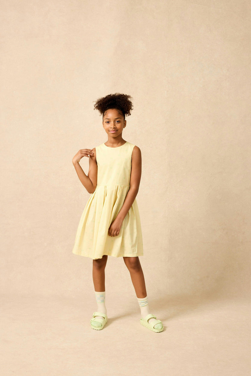 Organic Button Back Dress in Buttercup