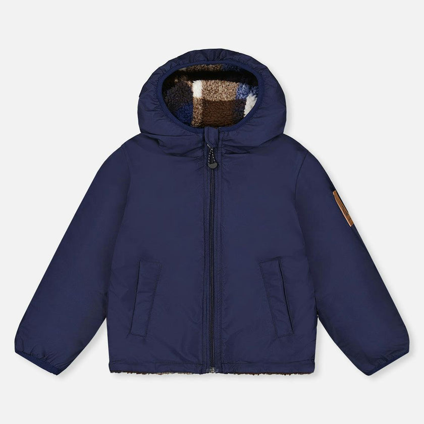 Baby Reversible Mid-Season Jacket Dark Blue And Brown