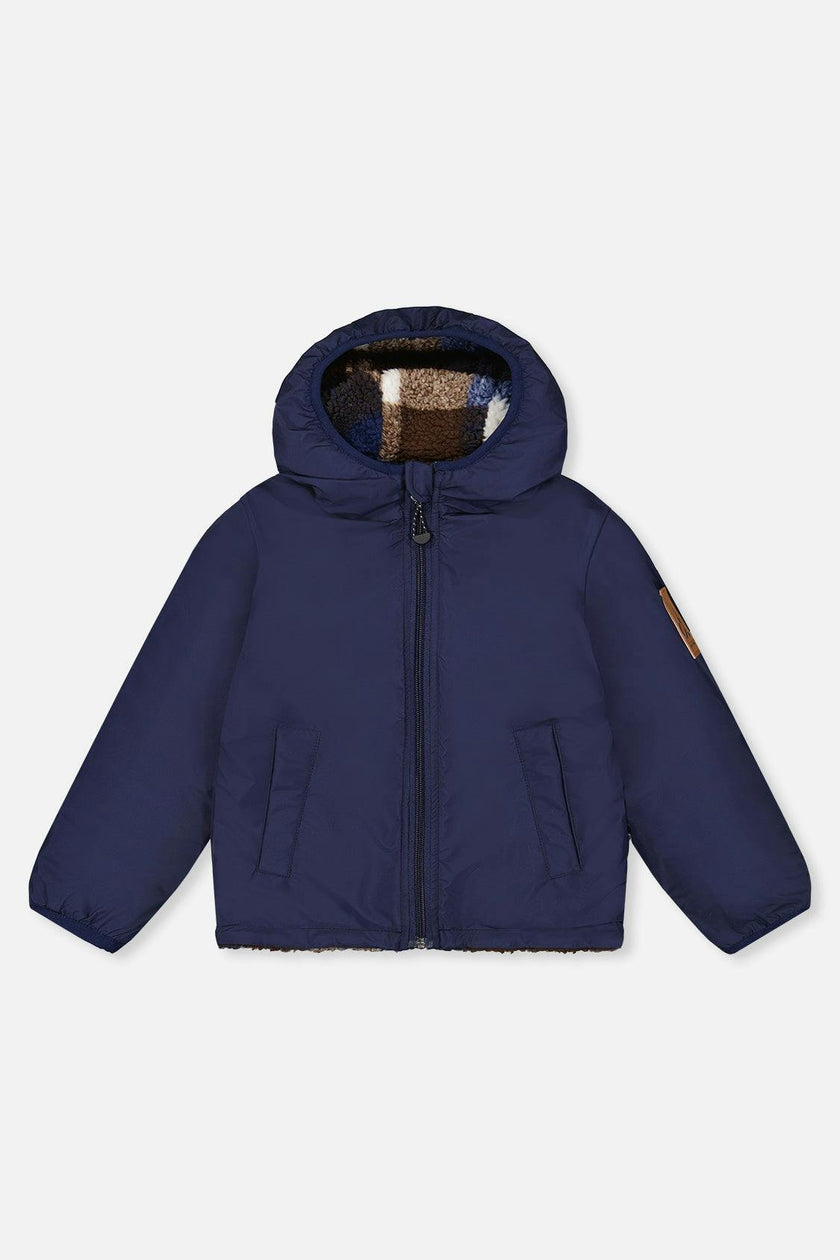 Baby Reversible Mid-Season Jacket Dark Blue And Brown