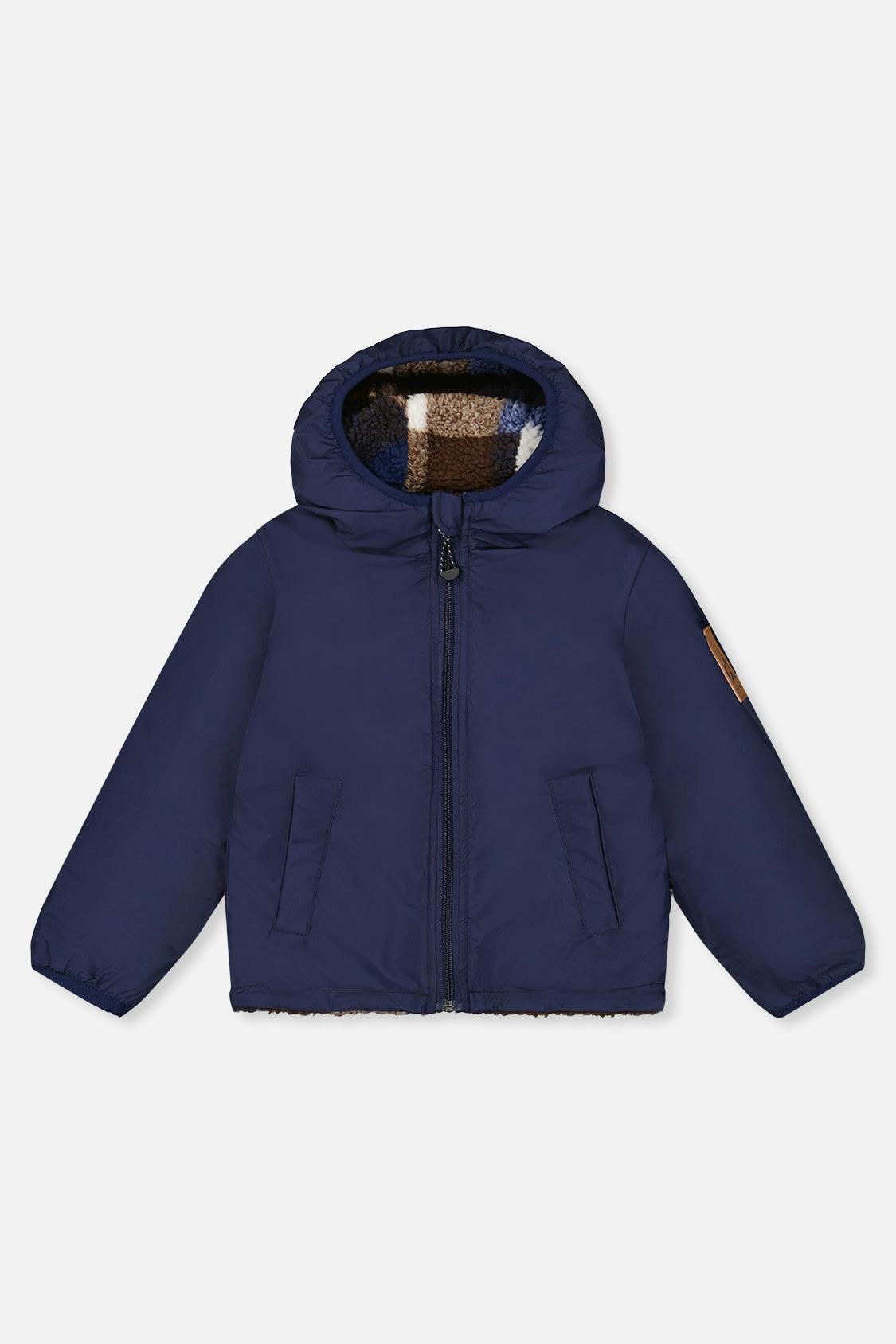 Baby Reversible Mid-Season Jacket Dark Blue And Brown