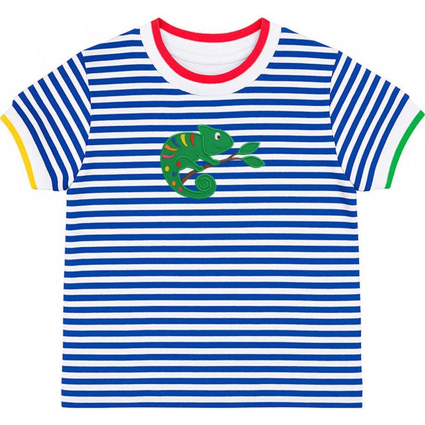 Stripe Knit T-Shirt With Lizard