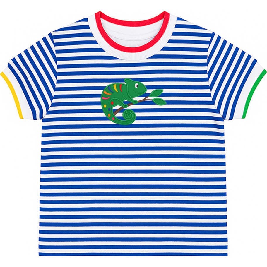 Stripe Knit T-Shirt With Lizard