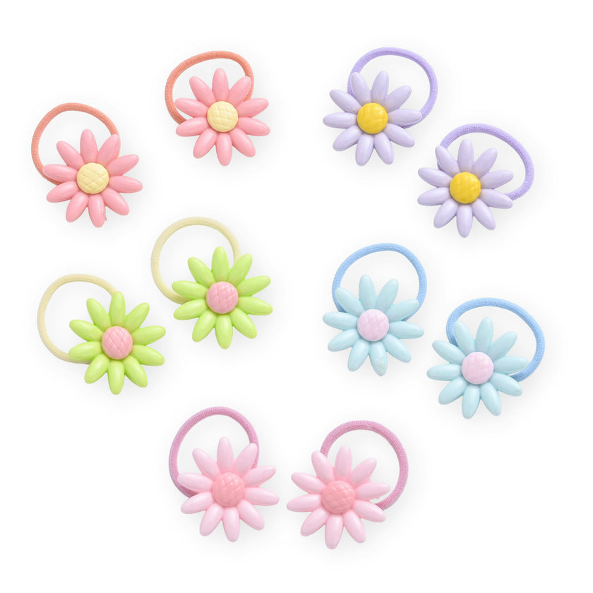 Button & Flower Hair Tie Set