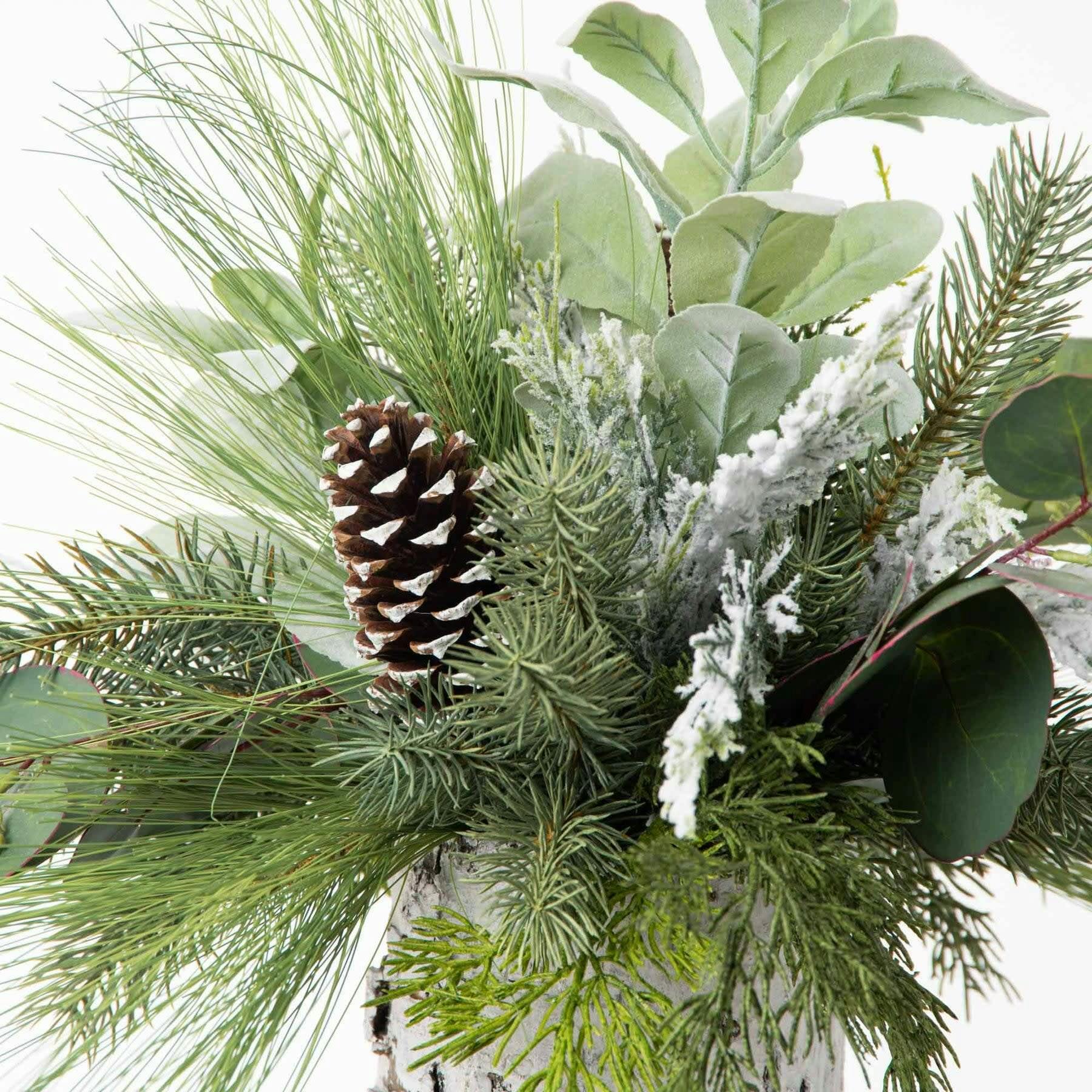 Mixed Winter Greenery & Pinecone Rustic Arrangement