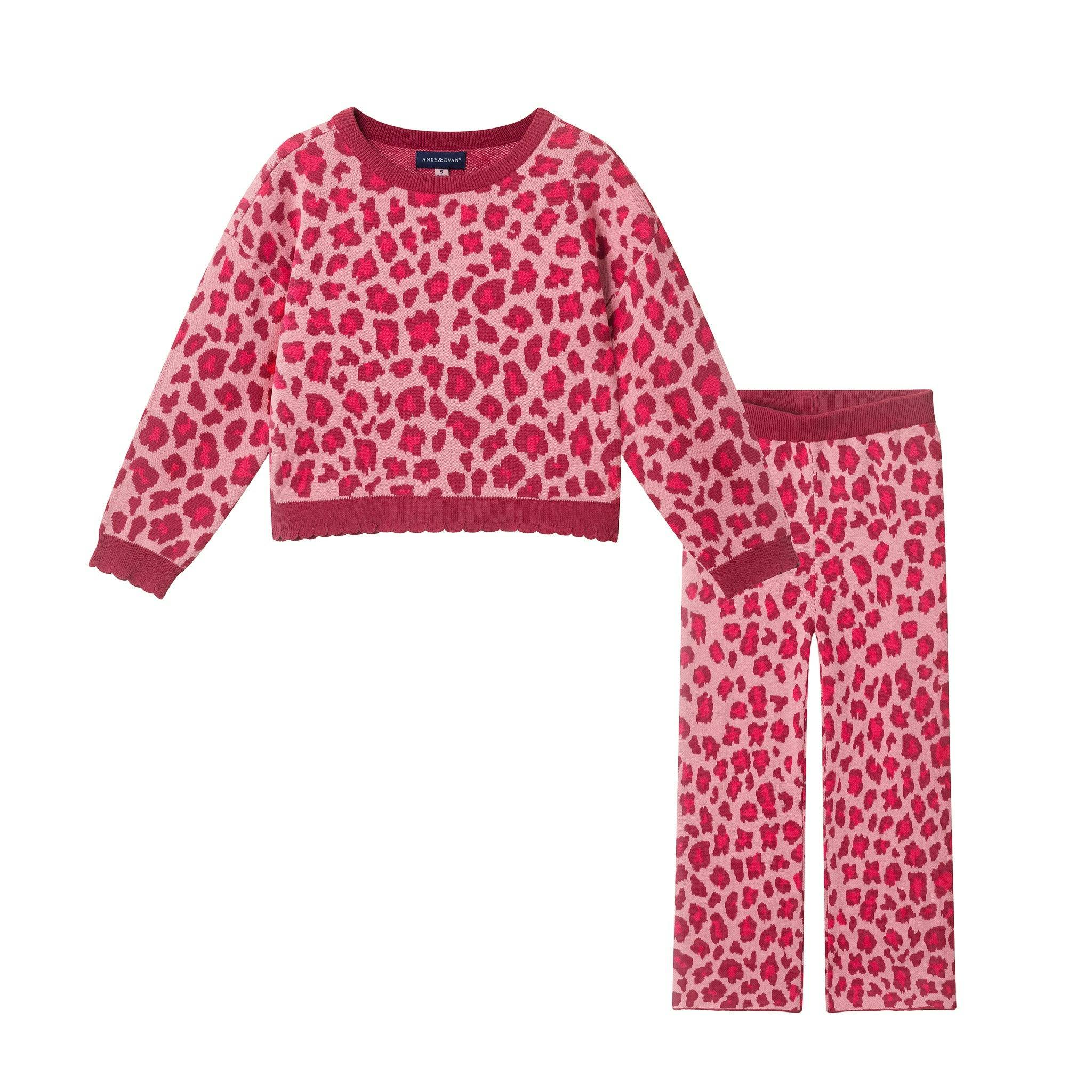 Two-Piece Sweater Set | Pink Leopard