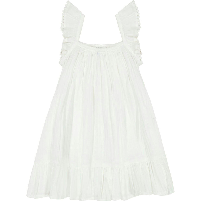 Mini Eva Girl's Ruffle Dress White, White