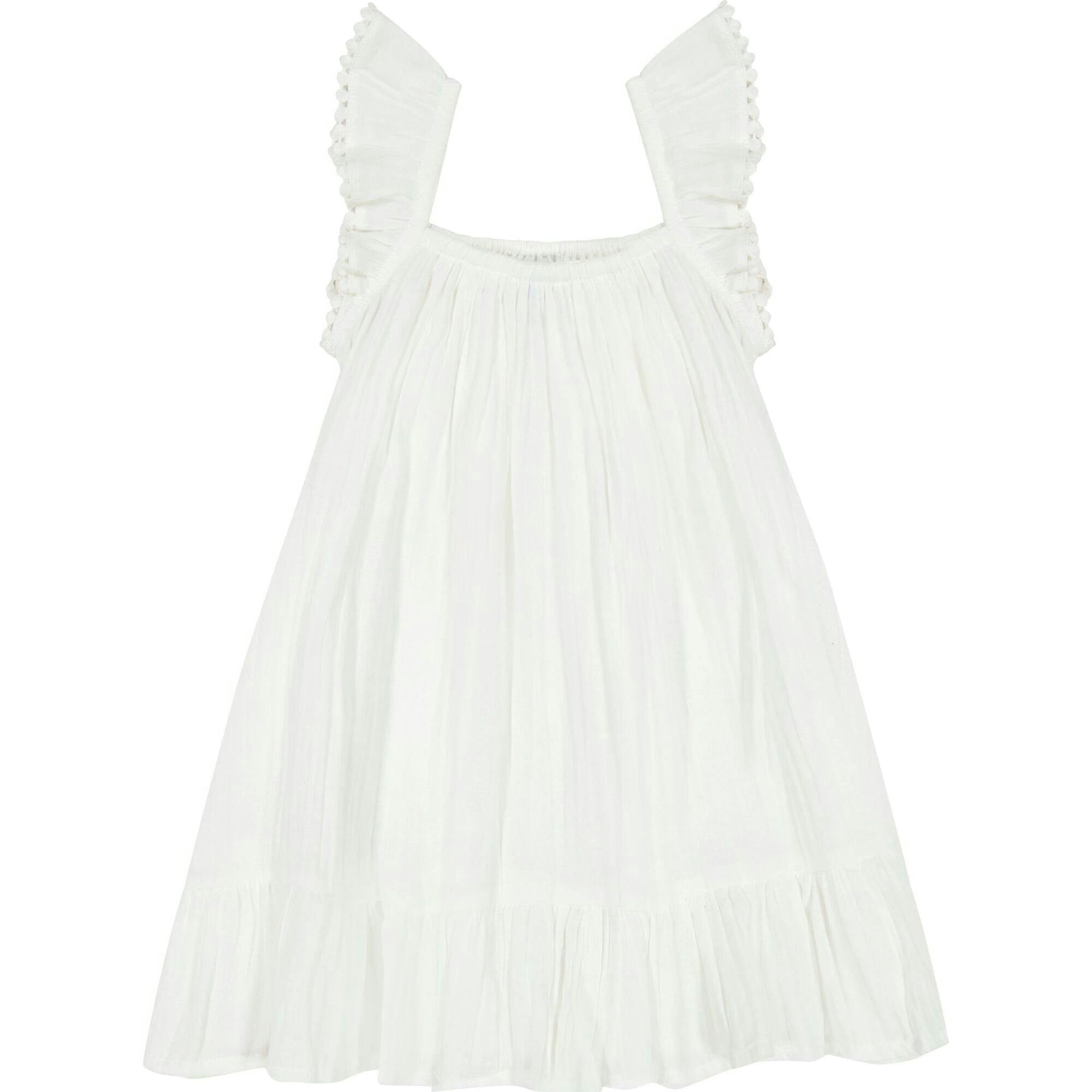 Mini Eva Girl's Ruffle Dress White, White