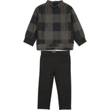 Baby Unisex Corduroy Plaid Neck Shirt & Solid Pant Set