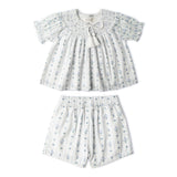 Organic Smocked Top & Shorts Set - Blue Vines