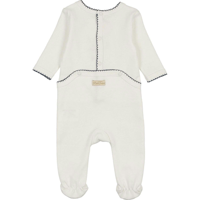 Heirloom Berry Footie Ivory & Blue