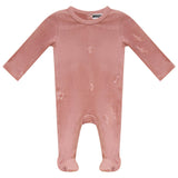 Music Notes Embossed Rib Velour Footie