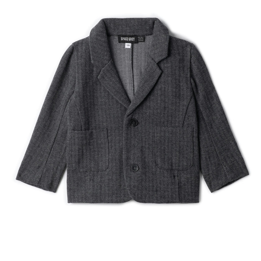Herringbone Stretch Blazer Black