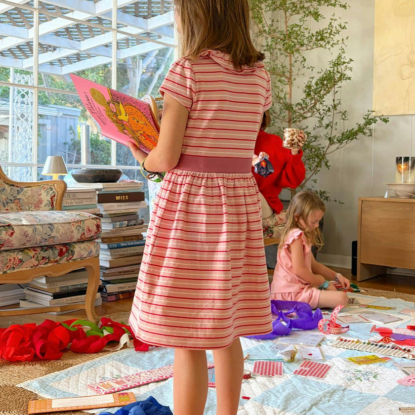 Allegra Dress, Petal Mini Stripe