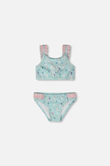 Two-Piece Swimsuit Blue Seahorse Print
