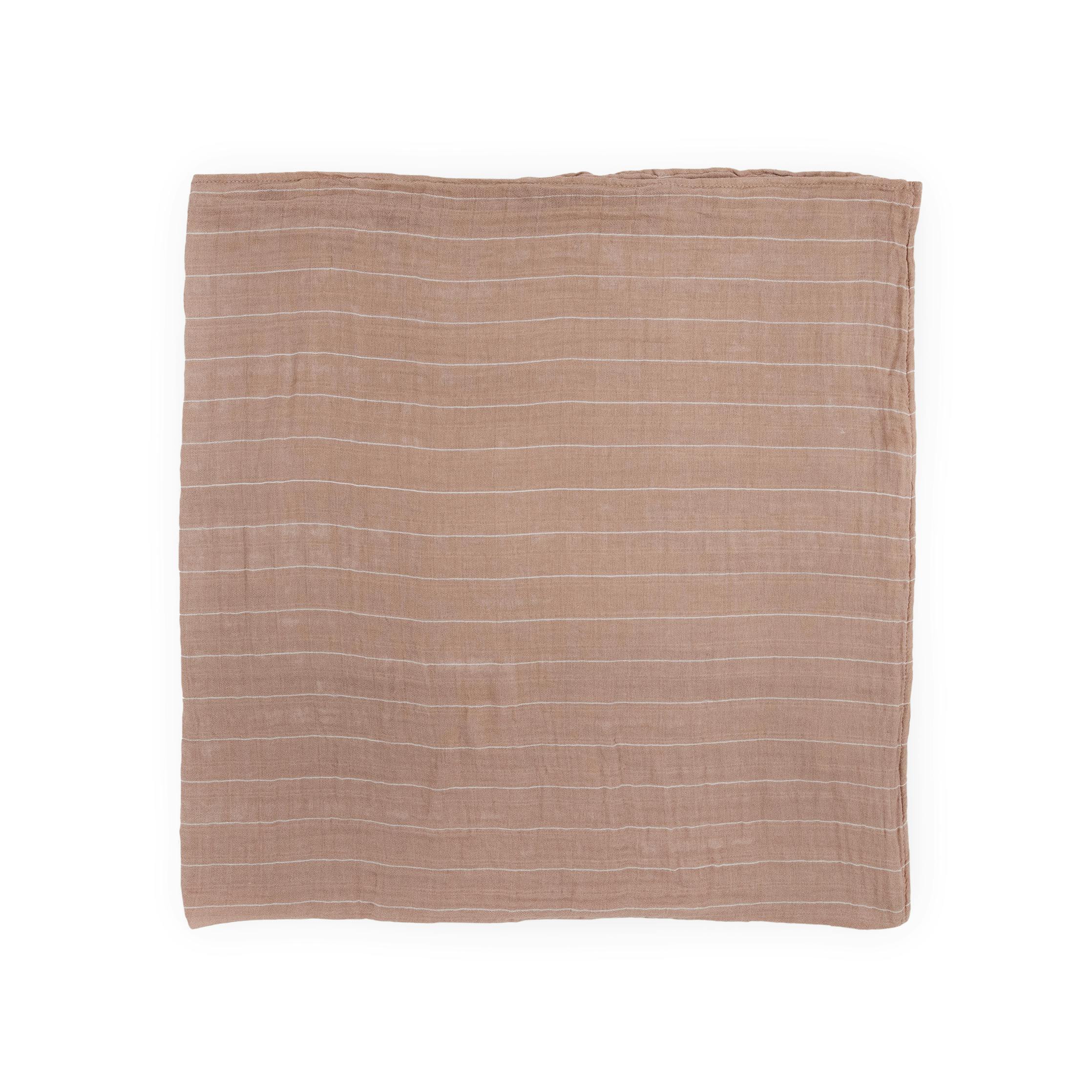 Cotton Muslin Swaddle Blanket - Mauve Stripe