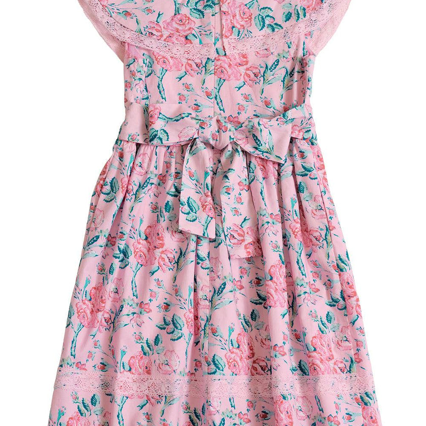 Mini Aster Dress in Pink Sketched Flower