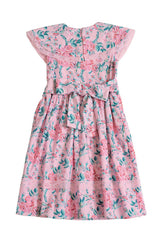 Mini Aster Dress in Pink Sketched Flower