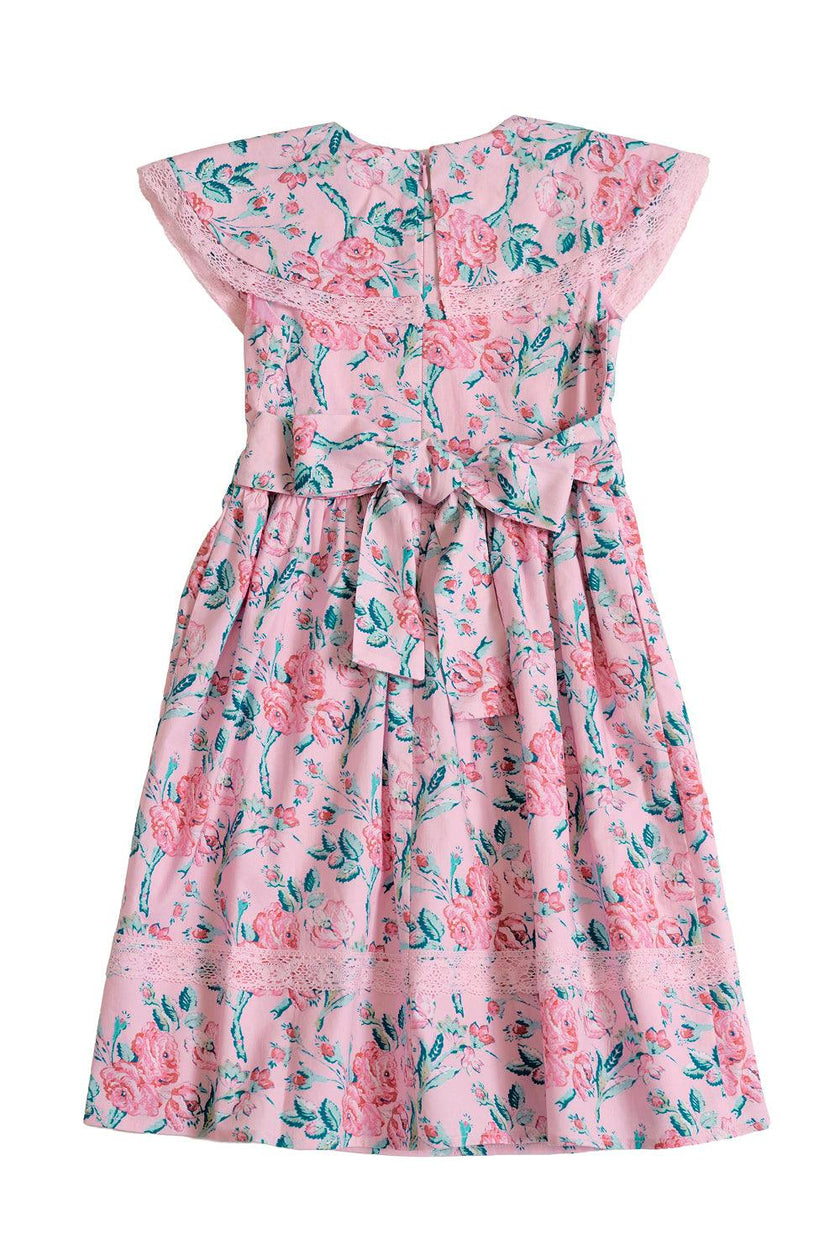 Mini Aster Dress in Pink Sketched Flower