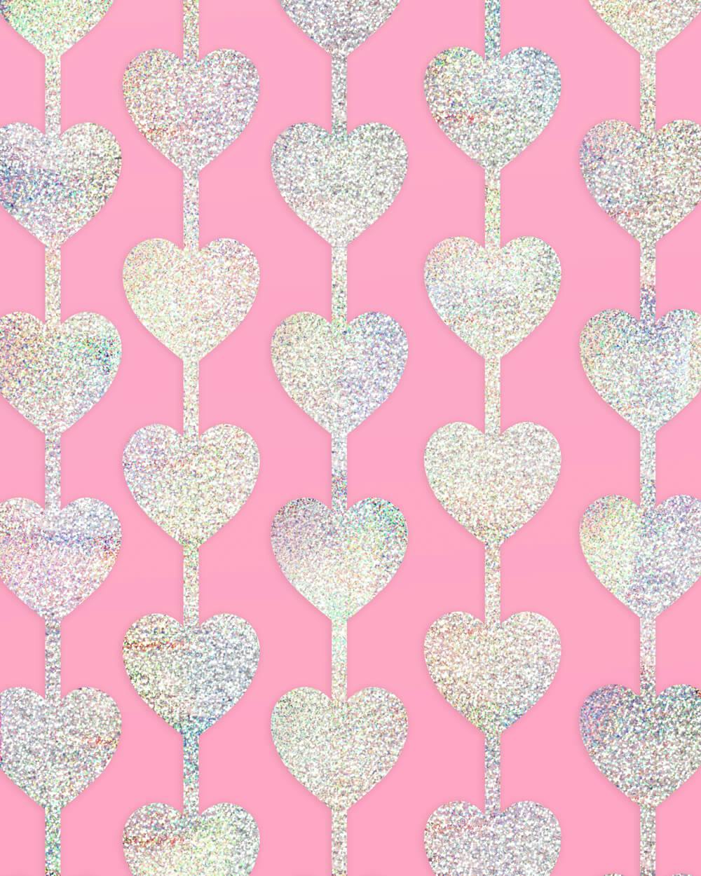 Shimmer Heart Curtain - iridescent foil curtain