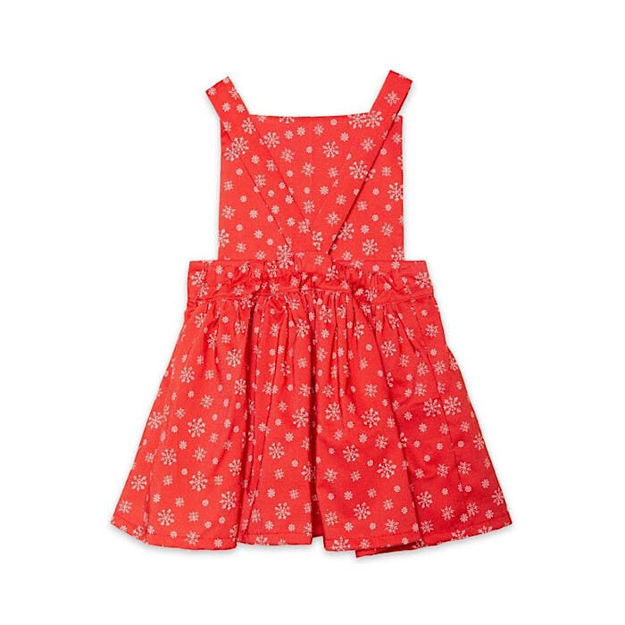 Pinafore Print Elastic Waist Full Skirt Dress