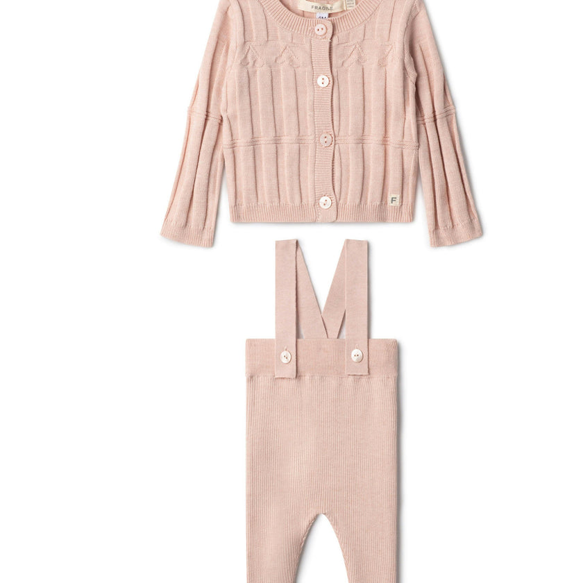 High Waist Overall Knit Set Pink Mix