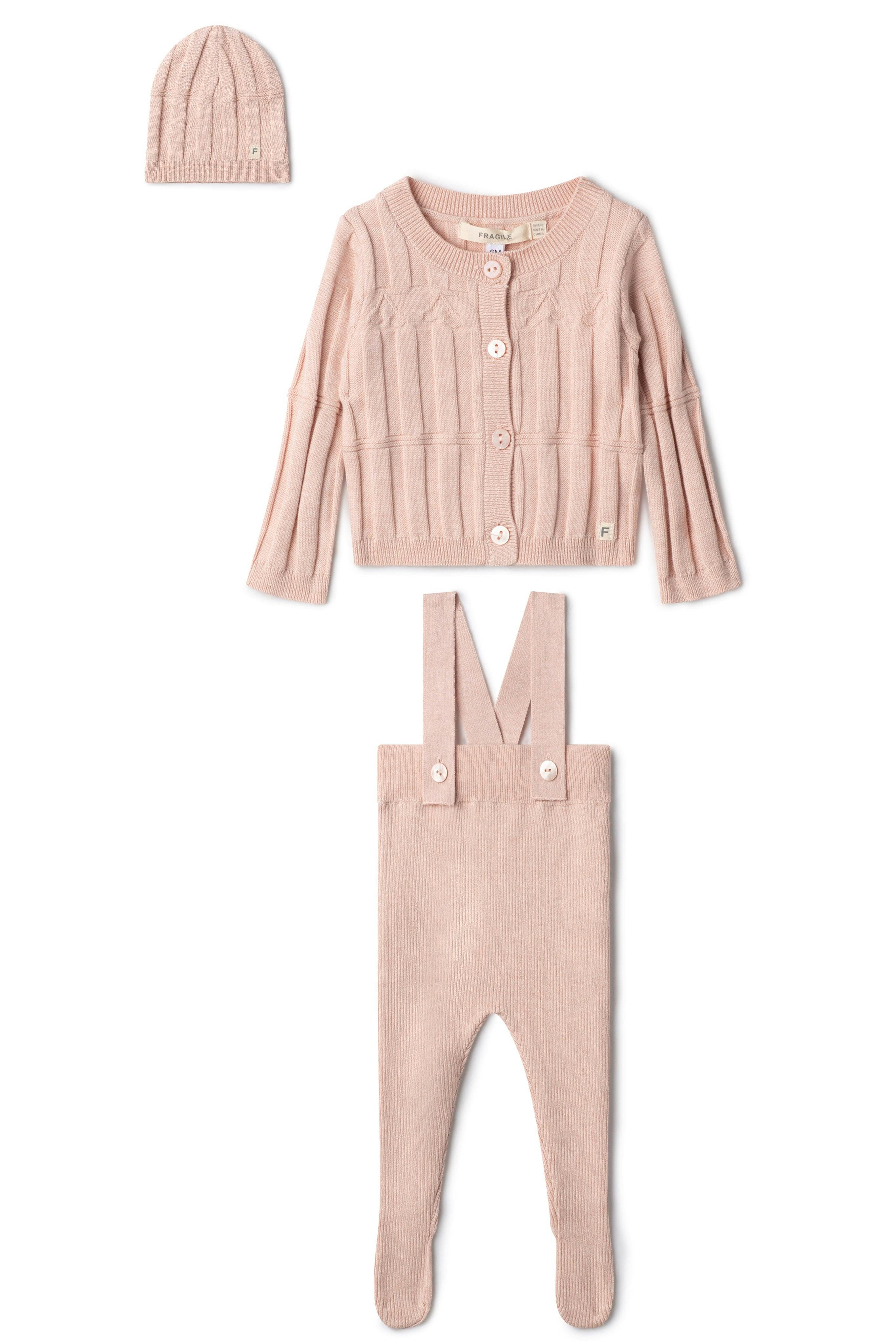 High Waist Overall Knit Set Pink Mix