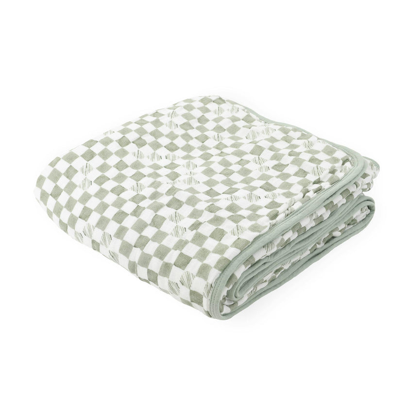 Original Organic Cotton Muslin Quilt - Green Checker