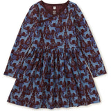 Long Sleeve Wrap Neck Dress, Blue