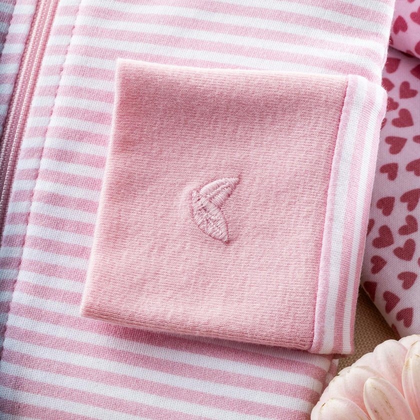 Baby's Pima Snug Fit Romper in Pink Stripes
