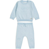 Pointelle Crown Crawler Set - Blue