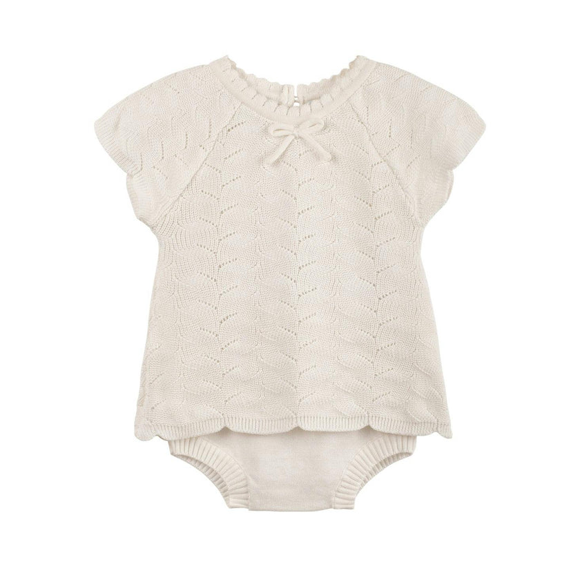 Girls Lacy Knit Set Ivory